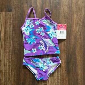 Kanu Surf Girls Melanie Beach Sport 2 Piece Tankini Swimsuit Size 4 UPF 50+ New